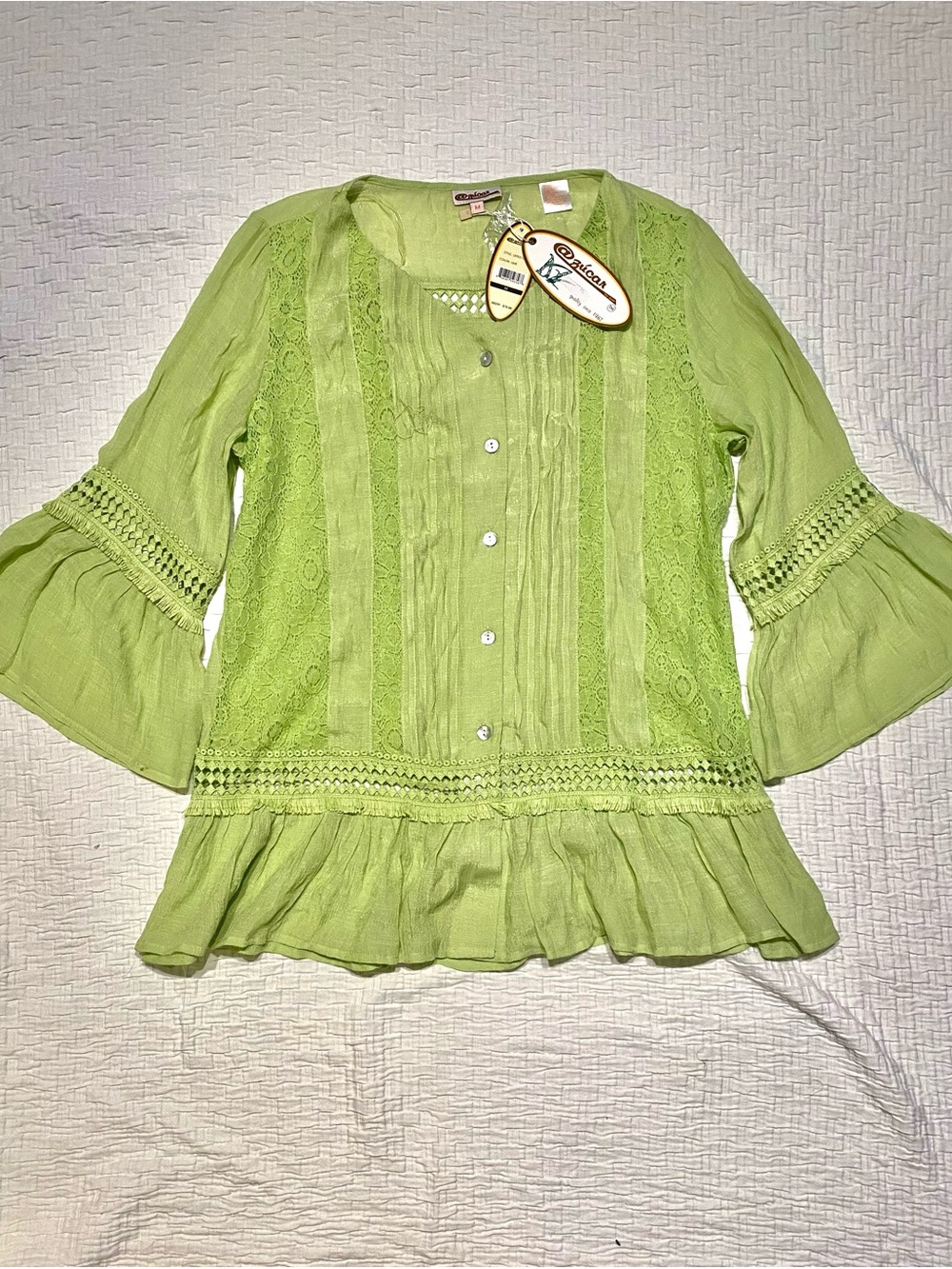 Boho Green Lace Top